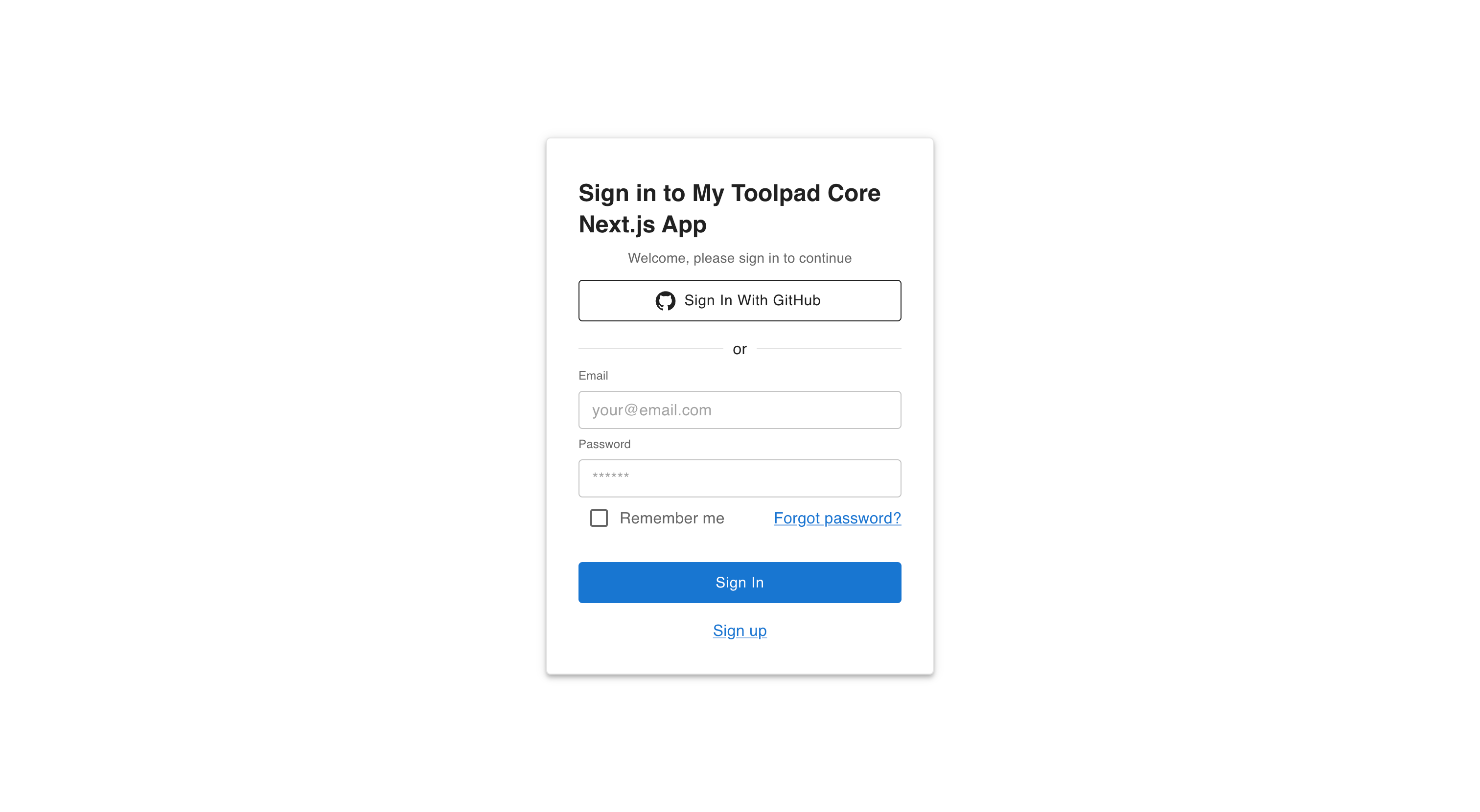 Auth.js & Next.js with Toolpad Core sign-in page